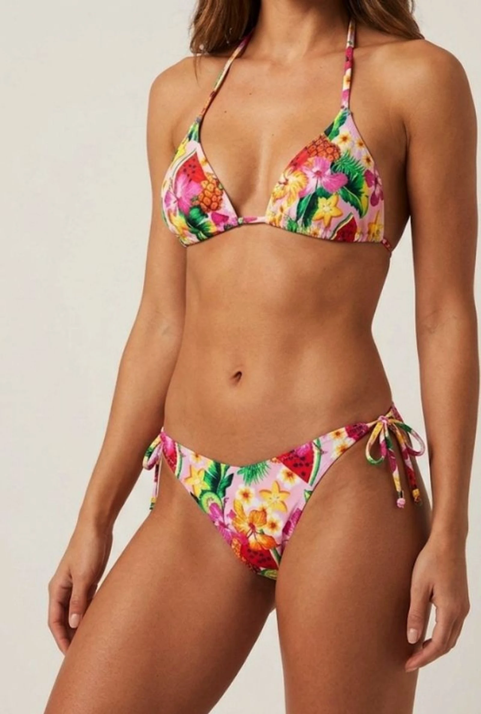Bikini Tropical triângulo de Frutas e Flores Tamanho M – photo 2